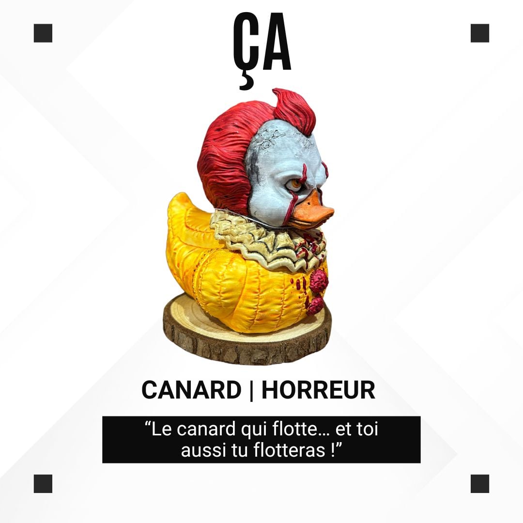 Canard en plastique – Le clown de Ça (Pennywise) sur socle – photo 3