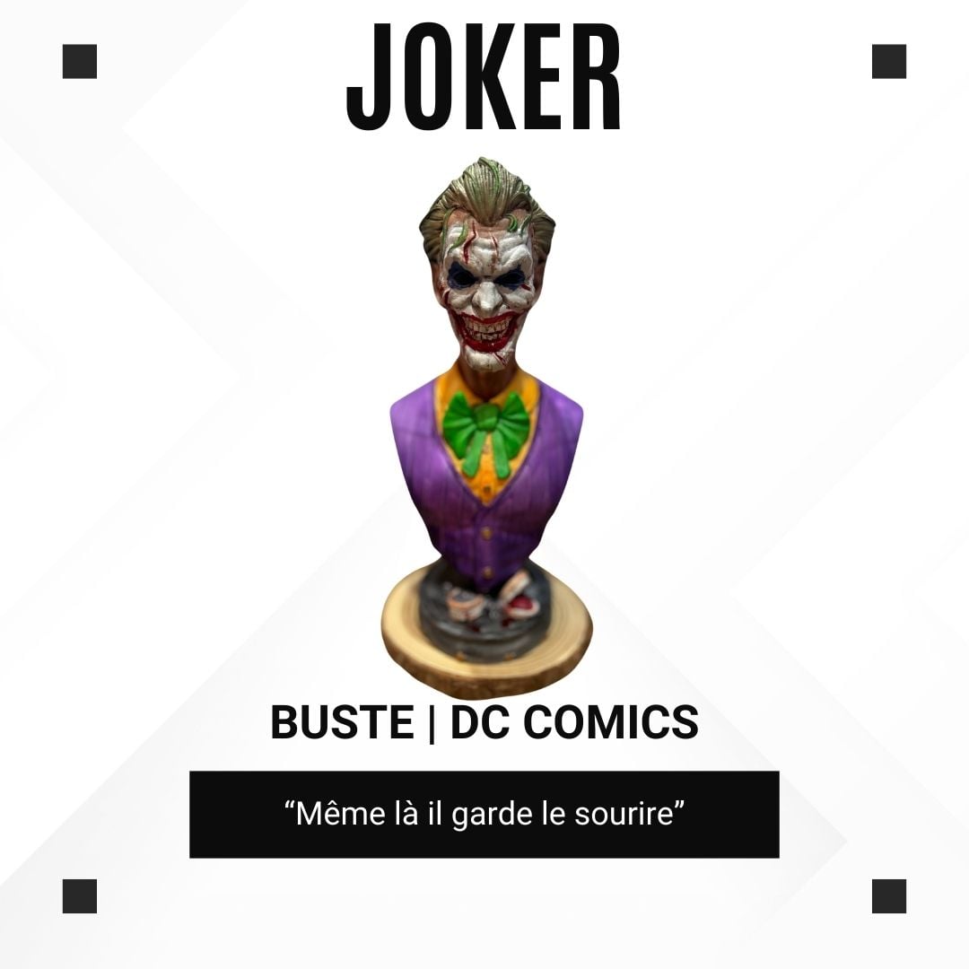 Buste du Joker – Version Comics – 25 cm – Fait main