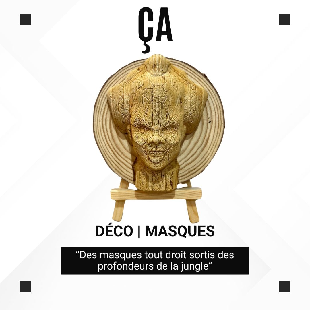 Ça – Sculpture en style bois sur rondin naturel – Collection Tiki