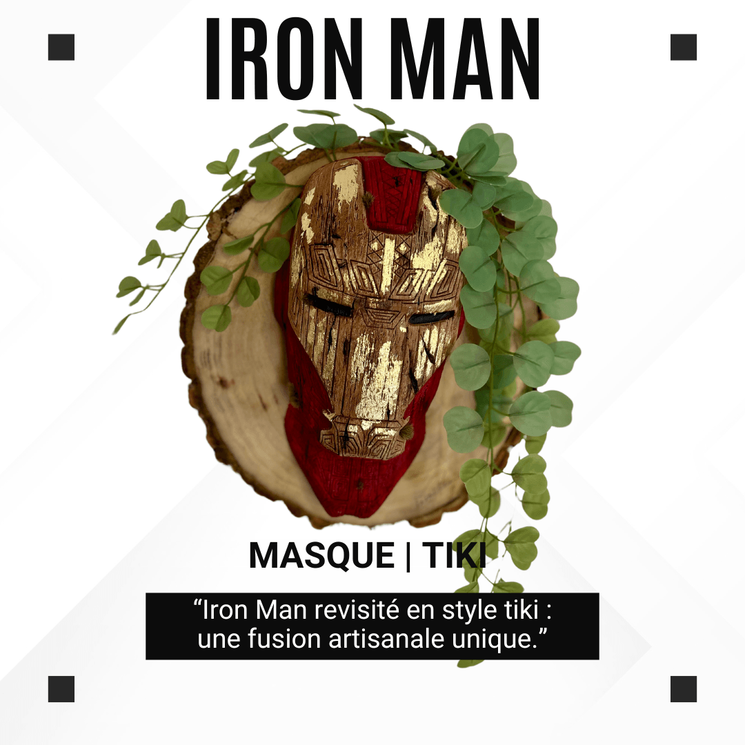 Masque Iron Man – Art mural Marvel unique pour collection