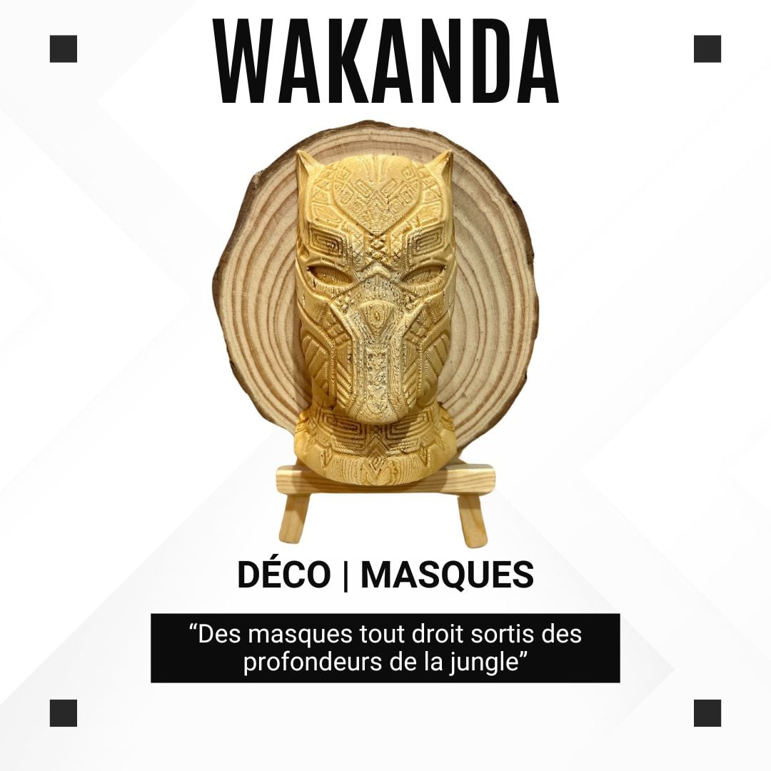 Wakanda – Sculpture en style bois sur rondin naturel – Collection Tiki