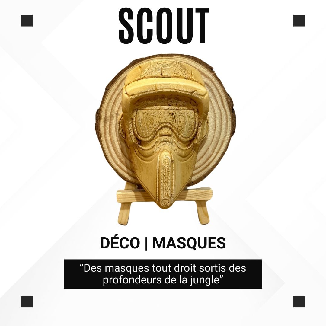 Scout – Sculpture en style bois sur rondin naturel – Collection Tiki