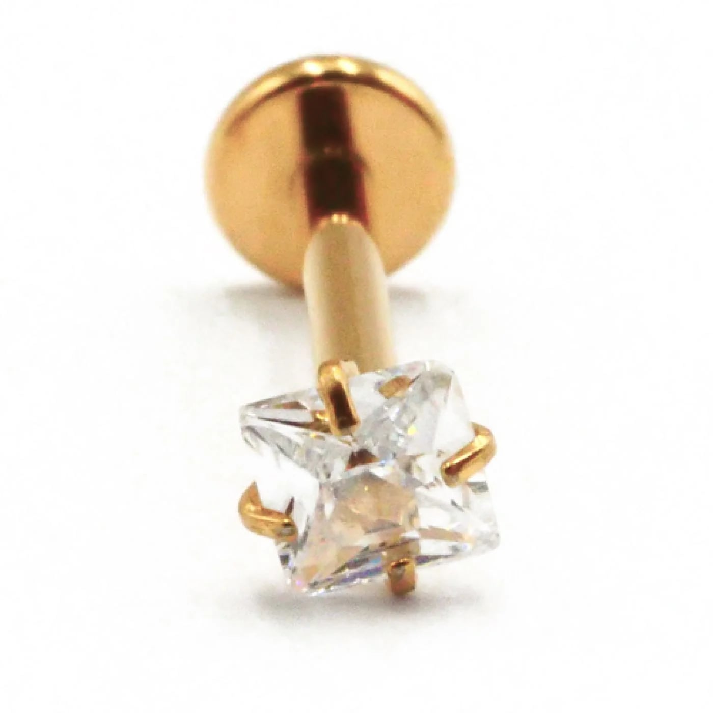 Labret Titane PVD Gold Filetage Interne Stérile motif Griffé Carré | Itc