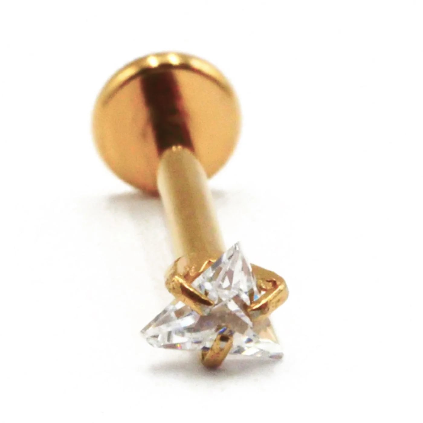 Labret Titane PVD Gold Filetage Interne Stérile motif Griffé Triangle | Itc