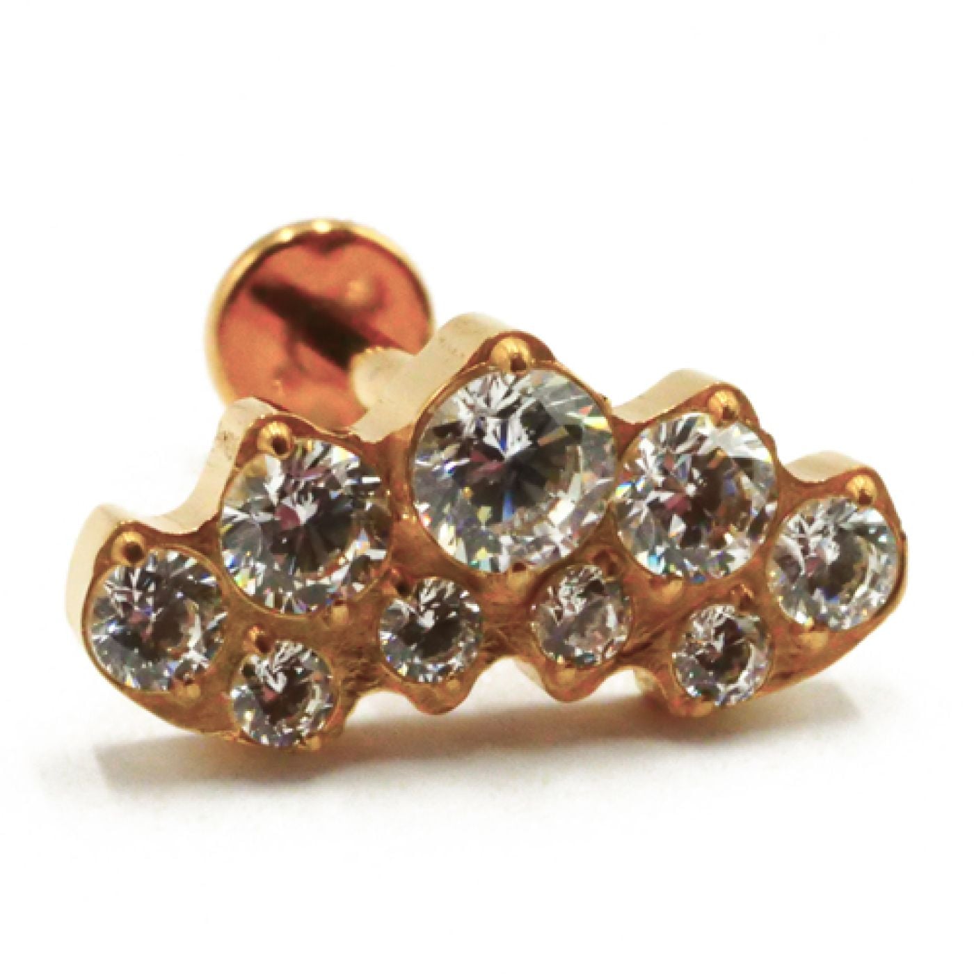 Labret Titane PVD Gold Interne Stérile motif Flamme de Strass | Itc