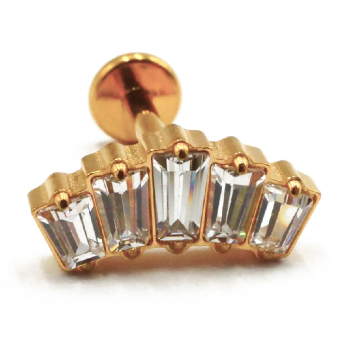 Labret Titane PVD Gold Interne Stérile motif Couronne de Strass | Itc