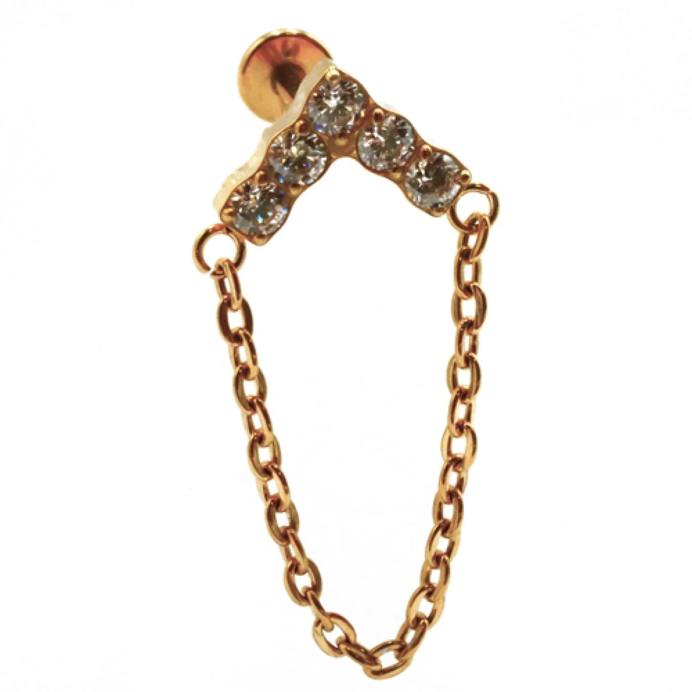 Labret Titane PVD Gold Interne Stérile motif Chevron à Chainette | Itc