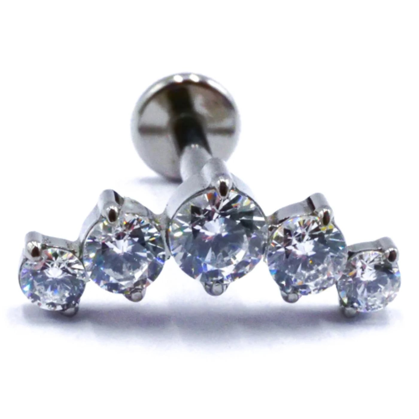 Labret Titane Interne Stérile motif Arc de 5 Strass | Itc