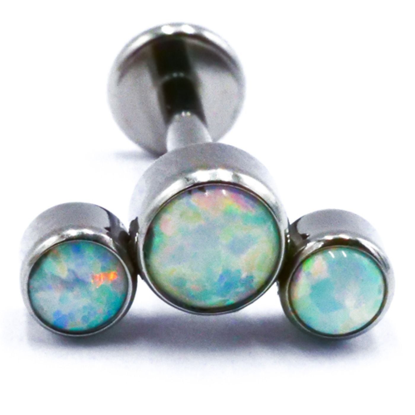 Labret Titane Interne Stérile motif Arc de 3 Opale Rond blanc | Itc