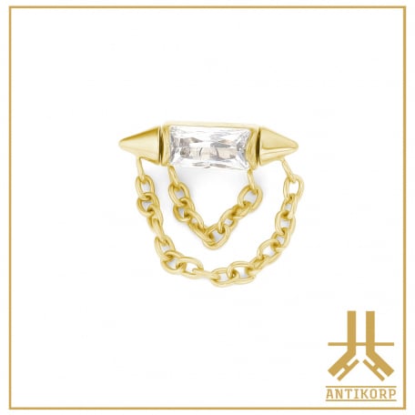 Labret Titane Gold Stérile Paved Spiky Chain Interne | Antikorp