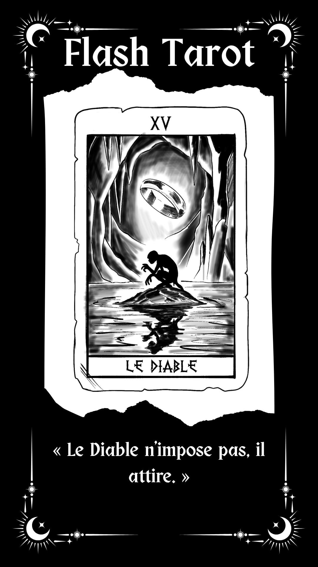 Tatouage flash tarot à Villecresnes – dessin original Le Trait Noir