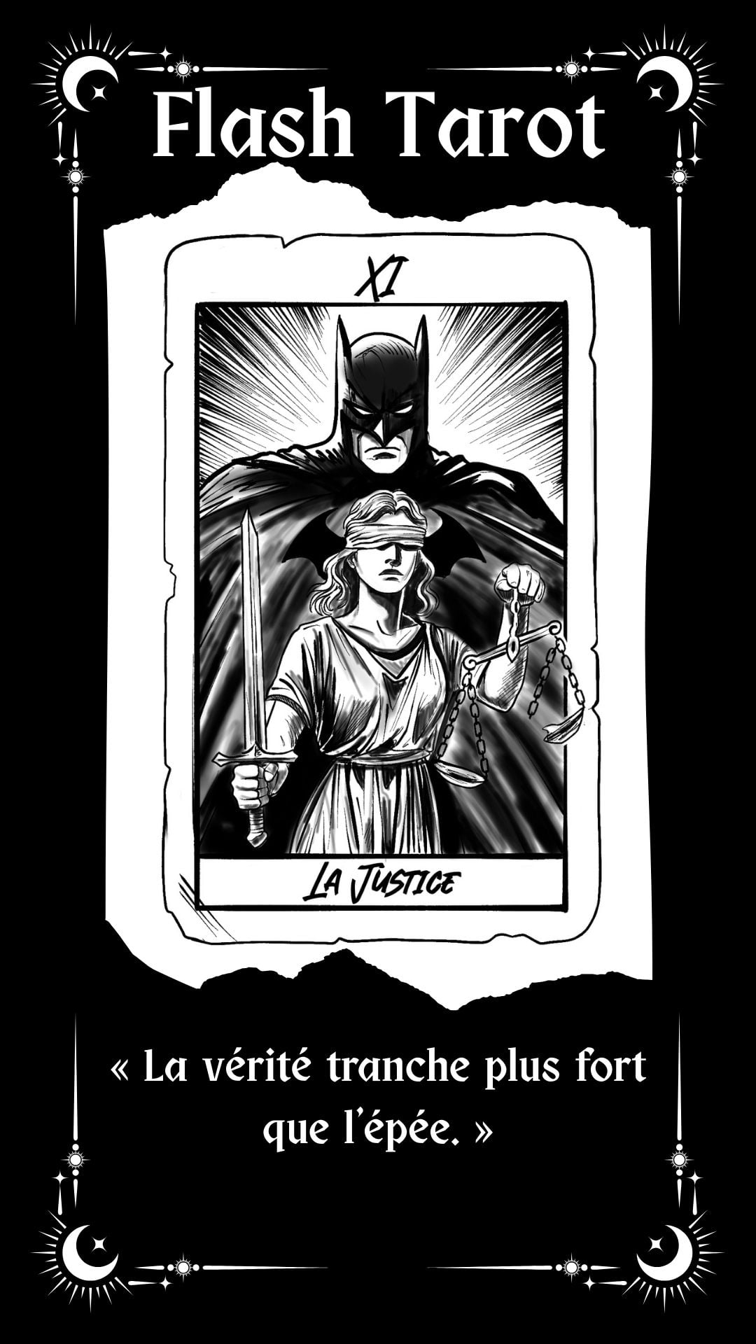 Tatouage flash tarot à Villecresnes – dessin original Le Trait Noir