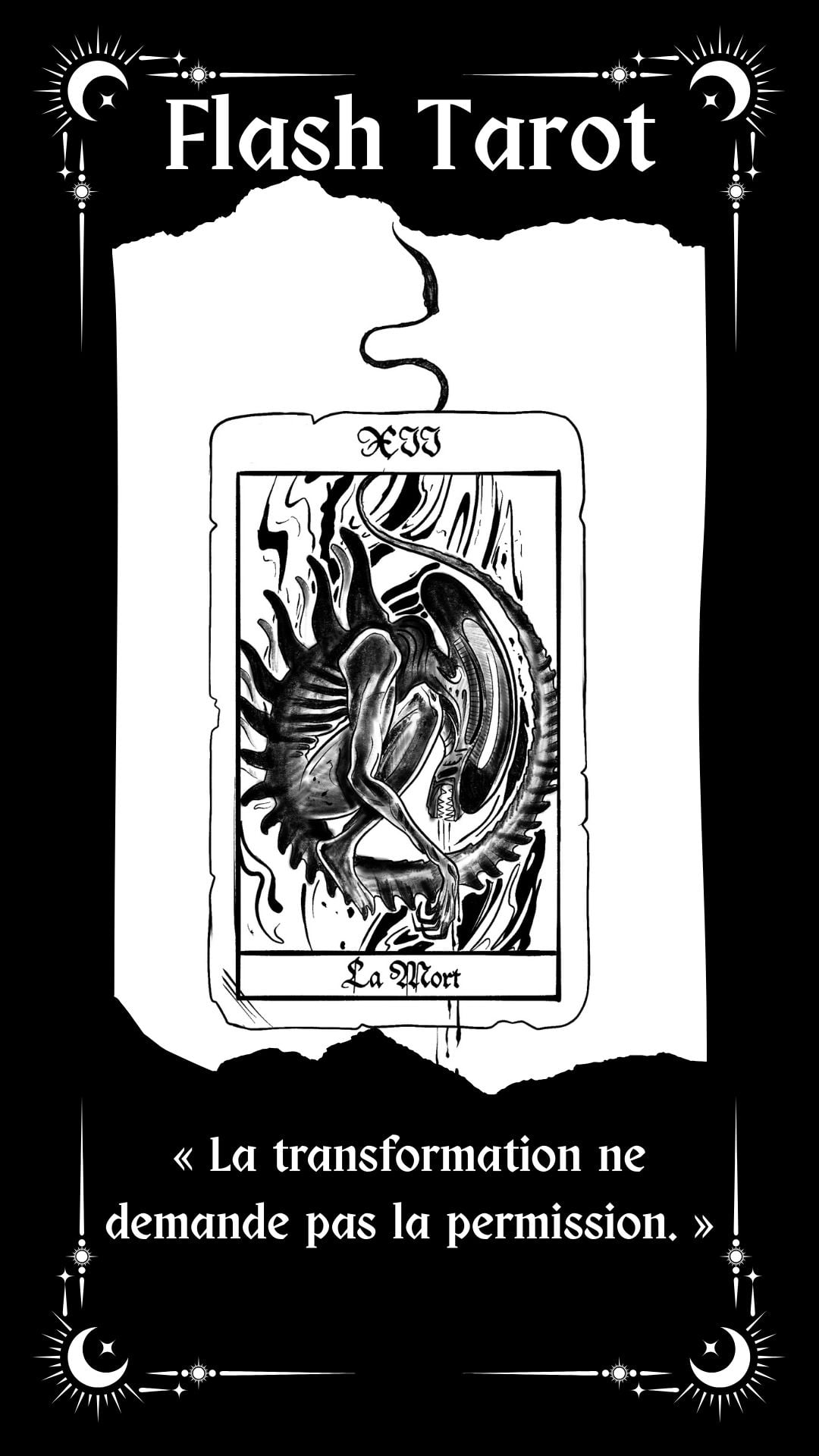 Tatouage flash tarot à Villecresnes – dessin original Le Trait Noir