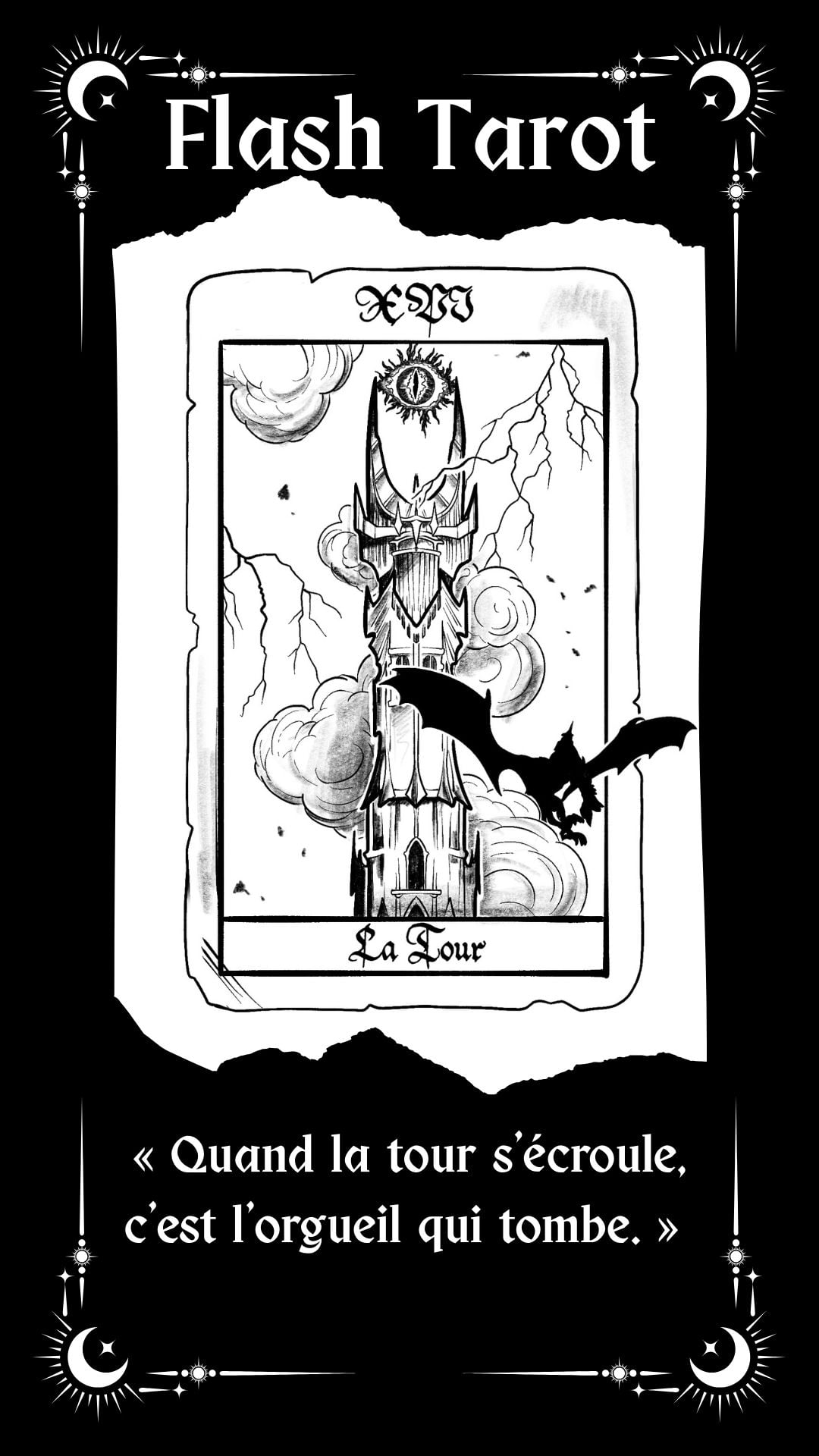Tatouage flash tarot à Villecresnes – dessin original Le Trait Noir